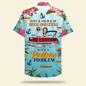 Personalized Pontoon Couple Hawaiian Shirt - Just A Couple of Beer Drinkers Fol7-Vd1 - Hawaiian Shirts - GoDuckee