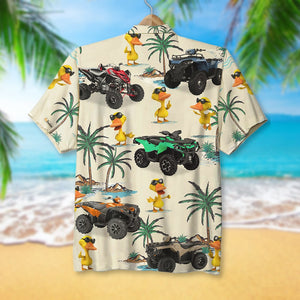 ATV Racing Duck Hawaiian Shirt - Custom ATV Car - Palm Tree Theme - Hawaiian Shirts - GoDuckee