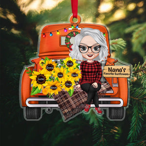 Personalized Grandma Ornament, Grandma With Flowers Car, Gift For Family - Ornament - GoDuckee