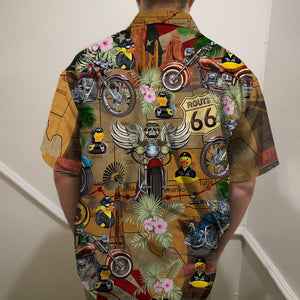 Motorcycle rubber duckie Hawaiian Shirt, Aloha Shirt - Hawaiian Shirts - GoDuckee