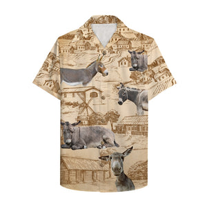 Farmer Donkey Hawaiian Shirt, Aloha Shirt with donkey and farm pattern - Hawaiian Shirts - GoDuckee