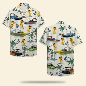 Wakeboarding Duck Hawaiian Shirt - Wakeboard Boat & Duck Pattern - Hawaiian Shirts - GoDuckee