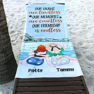 Our Laughs Are Limitless - Personalized Beach Towel - Gifts For Big Sister, Sistas, Girls Trip - Beach Towel - GoDuckee