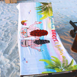 Beaches Booze And Besties - Personalized Beach Towel - Gifts For Best Friends, Salty Sister, Besties - Beach Towel - GoDuckee