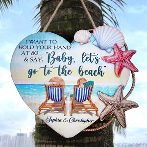 Baby Let's Go To The Beach Personalized Layer Wood Sign - Wood Sign - GoDuckee