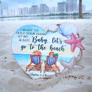 Baby Let's Go To The Beach Personalized Layer Wood Sign - Wood Sign - GoDuckee