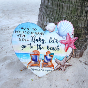 Baby Let's Go To The Beach Personalized Layer Wood Sign - Wood Sign - GoDuckee