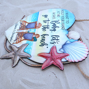 Baby Let's Go To The Beach Personalized Layer Wood Sign - Wood Sign - GoDuckee