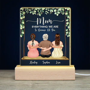 Mom Everything We Are Is Because Of You - Personalized Mom Led Light - Gift For Mom - Led Night Light - GoDuckee