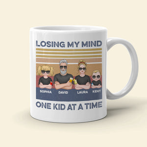 Dad Losing My Mind One Kid At A Time, Personalized White Mug, Funny Dad Gifts - Coffee Mug - GoDuckee