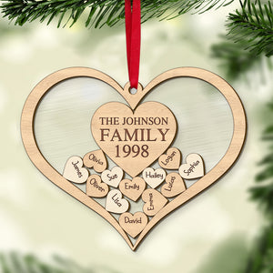 Personalized Family Heart Ornament, Christmas Tree Decor - Ornament - GoDuckee