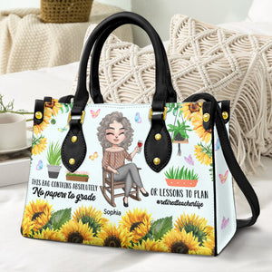 This Bag Contains No Papers To Grade or Lessons To Plan, Personalized Leather Bag for Retired Teachers - Leather Bag - GoDuckee