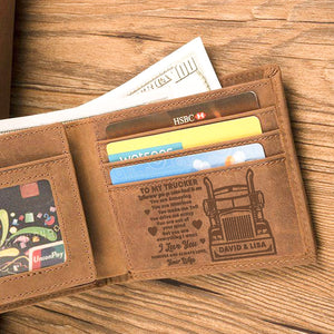 Trucker You Are Everything I Want - Personalized Leather Men Wallet - Gift for Trucker Husband - Leather Men Wallet - GoDuckee