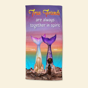 Always Together In Spirit - Personalized Mermaid Beach Towel - Gifts For Sister, BFF, Besties - Beach Towel - GoDuckee