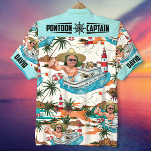 Pontoon Captain Personalized Pontoon Hawaiian Shirt, Gift For Man - Hawaiian Shirts - GoDuckee