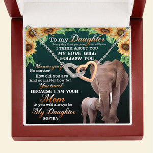 My Love Will Follow You - Personalized Interlocking Hearts Necklace - Gift for Daughter - Jewelry - GoDuckee