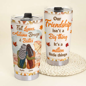 Fall Leaves Autumn Breeze & Besties Personalized Tumbler Cup, Gift For Friends - Tumbler Cup - GoDuckee