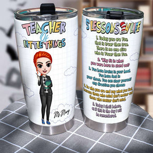 Personalized Teacher Tumbler - Five Lessons In Life, Teacher Of Little Things - Girl Dolls - Tumbler Cup - GoDuckee