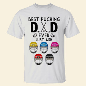 Hockey Dad Best Pucking Dad Ever, Personalized Shirts, Father's Day Gifts for Dad, Hockey Helmet - Shirts - GoDuckee