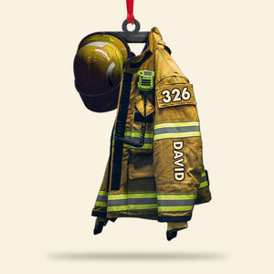 Firefighter Uniform and Helmet, Personalized Acrylic Ornament - Ornament - GoDuckee