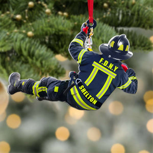 Firefighter On Duty, Personalized Fireman Acrylic Ornament - Ornament - GoDuckee