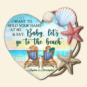 Baby Let's Go To The Beach Personalized Layer Wood Sign - Wood Sign - GoDuckee