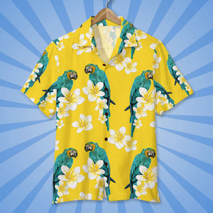 Parrot Hawaiian Shirt, Aloha Shirt, Yellow Flower Pattern, Gift For Summer - Hawaiian Shirts - GoDuckee