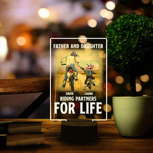 Father and Kid Riding Partners For Life - Personalized Led Night Light - Gift for Dad - Motocross Dad and Kid - Led Night Light - GoDuckee