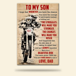 Personalized Motocross Father & Son Poster - Struggles Will Make You Stronger - Vintage - Poster & Canvas - GoDuckee