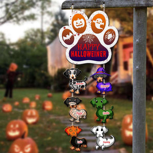 Custom Halloween Dachshund Wood Sign, Happy Halloweiner - Wood Sign - GoDuckee