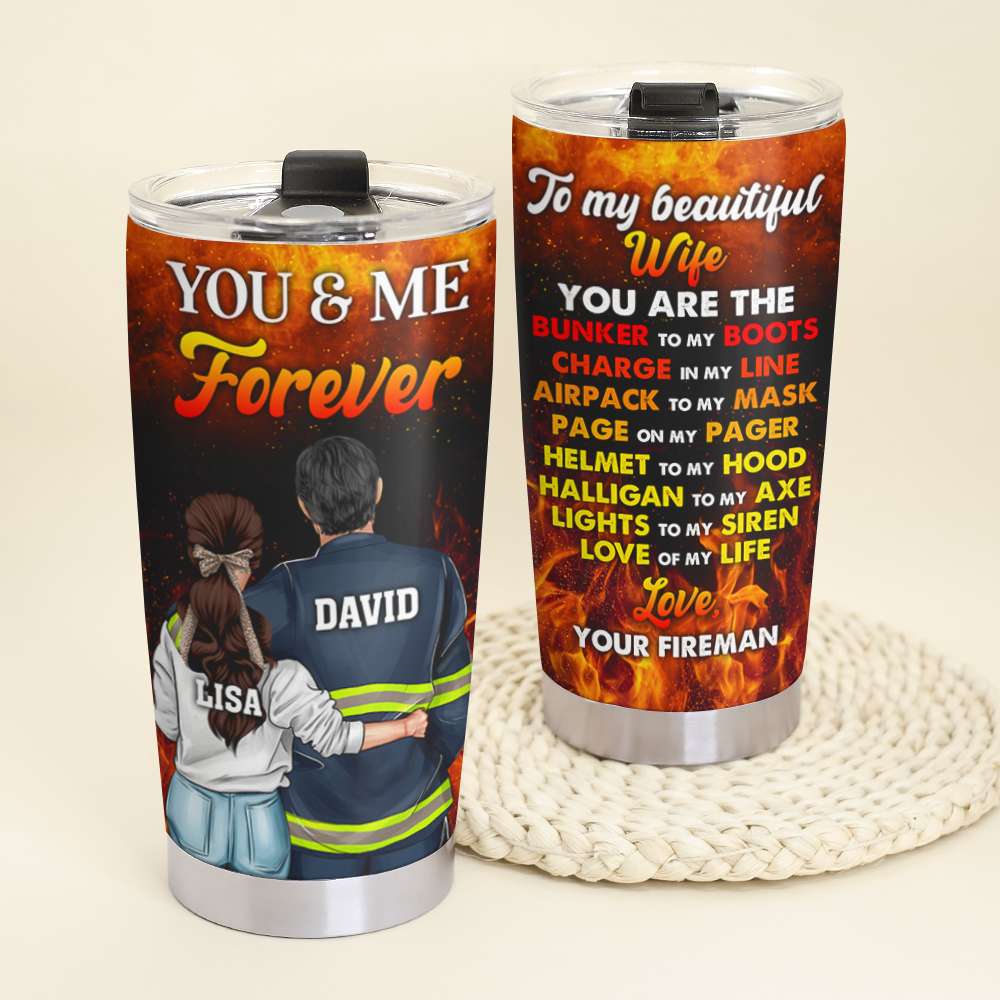 Personalized Firefighter Couple Tumbler Cup - You Are The Bunker To My Boots - Firefighter's Wife - Couple Shoulder to Shoulder - Tumbler Cup - GoDuckee