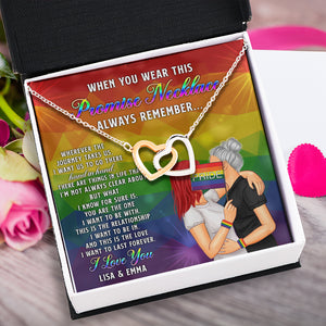 LGBT Couple The Love I Want To Last Forever - Personalized Interlocking Hearts Necklace - Gift for Loved One - Kissing Couple - Jewelry - GoDuckee