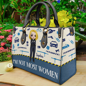 I'm Not Most Women Personalized Police Leather Bag Gift For Her - Leather Bag - GoDuckee