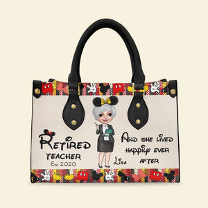 And She Lived Happily Ever After Personalized Retired Teacher Leather Bag Gift For Teacher - Leather Bag - GoDuckee