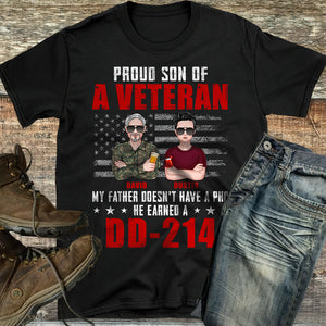 My Father Doesn't Have A PHD He Earned A DD-214, Personalized Shirts, Father's Day Gifts for Dads 02ntqn260522 - Shirts - GoDuckee