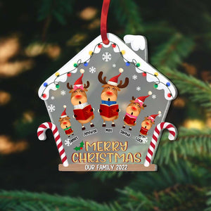 Deer Family Singing Christmas Carol Merry Christmas, Personalized Acrylic Custom Shape Ornament - Ornament - GoDuckee