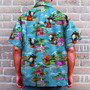 Surfing Parrot Hawaiian Shirt - Tropical Island Scenes - Hawaiian Shirts - GoDuckee