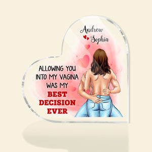 My Best Decision Ever, Personalized Couple Heart Shape Acrylic Plaque - Decorative Plaques - GoDuckee