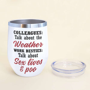 Personalized Nurse Bestie Dolls Wine Tumbler - Talk About Sex Lives and Poo - Wine Tumbler - GoDuckee