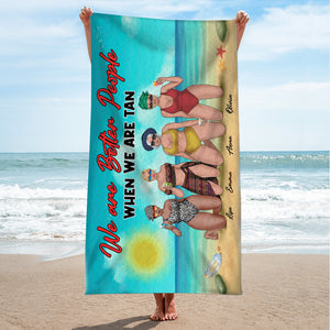 We Are Tanned People - Personalized Beach Towel - Gifts For Big Sister, Sistas, Girls Trip - Leopard Pattern - Beach Towel - GoDuckee