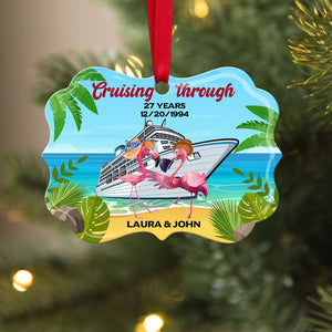 Cruise Flamingo Couple - Personalized Ornament - Ornament - GoDuckee