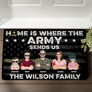 Veteran Home Is Where The Army Sends Us, Personalized Door Mat, Military Gifts - Doormat - GoDuckee