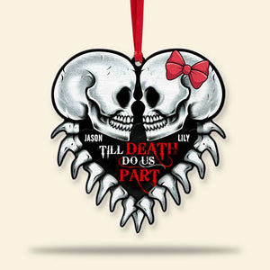 Couple, Personalized Kissing Heart Shape Ornament, Till Death Do Us Part - Ornament - GoDuckee