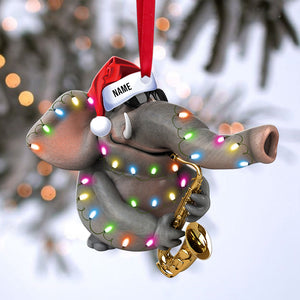 Saxophone Elephant Personalized Christmas Ornament - Ornament - GoDuckee