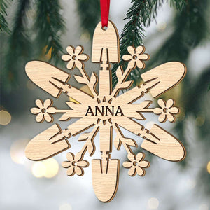 Gardening Snowflake, Personalized 2 Layered Mix Ornament, Christmas Gift - Ornament - GoDuckee