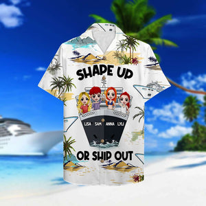 Personalized Cruising Friends Hawaiian Shirt - Shape Up Or Ship Out - Cruise & Palm Tree Pattern - Hawaiian Shirts - GoDuckee