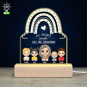 My Favorite People Call Me Grandma, Personalized Led Light, Grandma's Little Grandkids Led Light, Gift For Grandma, Mother's Day Gift - Led Night Light - GoDuckee