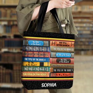 Personalized Book Lovers Tote Bag - custom book titles - OVERLAPPING BOOKS - Tote Bag - GoDuckee