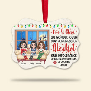 Drinking Christmas Friends, Our Fondness Of Alcohol, Personalized Bestie Ornament - Ornament - GoDuckee