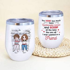 Personalized Sweater Girls Dolls Wine Tumbler - You're All I Ever Wanted In A Friend - Christmas Theme - Wine Tumbler - GoDuckee